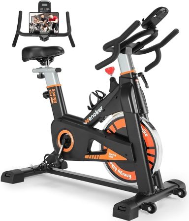 Exercise Bike, WENOKER Stationary Bike for Home, Indoor Bike with Silent Belt Drive, Heavy Flywheel, Multi-grips Handlebar and Upgraded LCD 