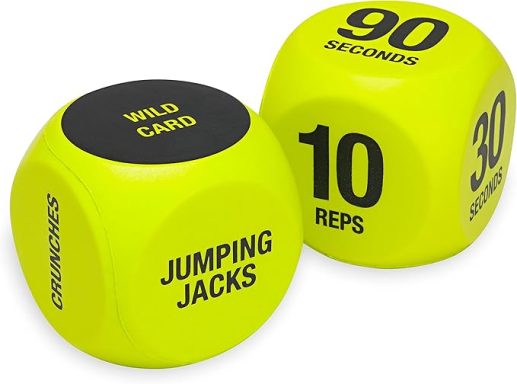 SPRI Exercise Dice (6-Sided) - Game for Group Fitness & Exercise Classes - Includes Push Ups, Squats, Lunges, Jumping Jacks, Crunches & Wild