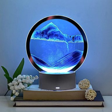 rysnwsu Moving Sand Art Picture Round Glass 3D Deep Sea Sandscape in Motion Display Flowing Sand Frame, Children's Large Desktop Art Toys, H