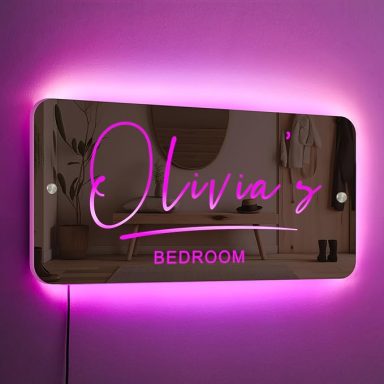 Personalized Name Bedroom Mirror LED Light Sign Neon Light Up Sign Personalized Birthday Wedding Party Custom Name Sign Wall Decoration for 