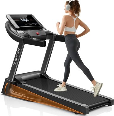 UMAY Fitness Home Auto Folding 3 Level Incline Treadmill with Pulse Sensors, 3.0 HP Quiet Brushless, 8.7 MPH, 300 lbs Capacity