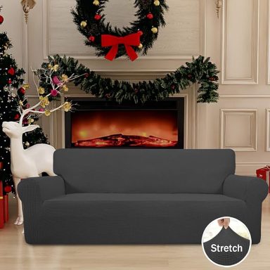 Stretch Sofa Slipcover 1-Piece Sofa Cover Furniture Protector Couch Soft with Elastic Bottom for Kids, Polyester Spandex Jacquard Fabric Sma